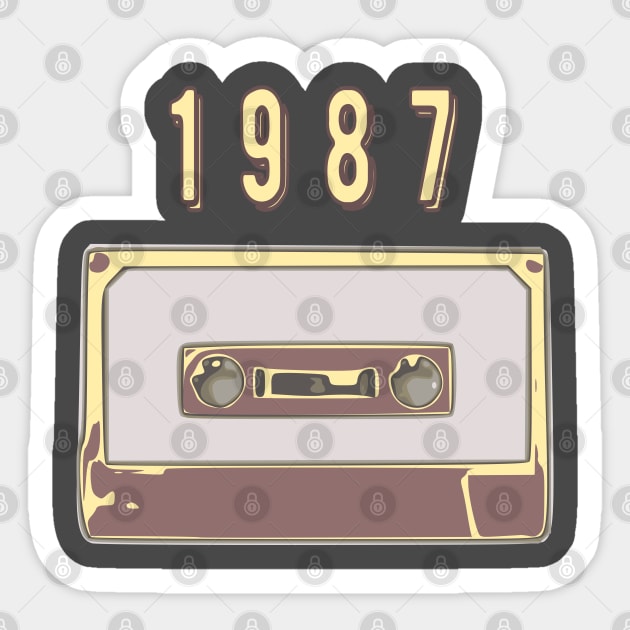 Cassette 1987 - Sounds Of Retro Sticker by crackerflake